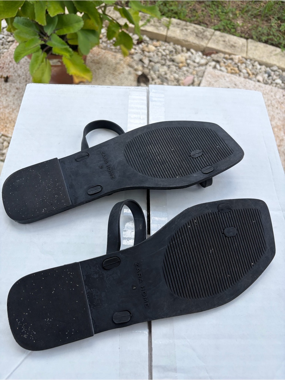 Zara Black Minimal Square-Toe Slide Sandals